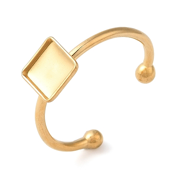 PandaHall Ion Plating(IP) 304 Stainless Steel Open Cuff Ring Components, Pad Ring Setting, Square, Real 18K Gold Plated, Tray: 6x6mm, 1.5mm...
PandaHall Ion Plating(IP) 304 Stainless Steel Open Cuff Ring Components, Pad Ring Setting, Square, Real 18K Gold Plated, Tray: 6x6mm, 1.5mm...