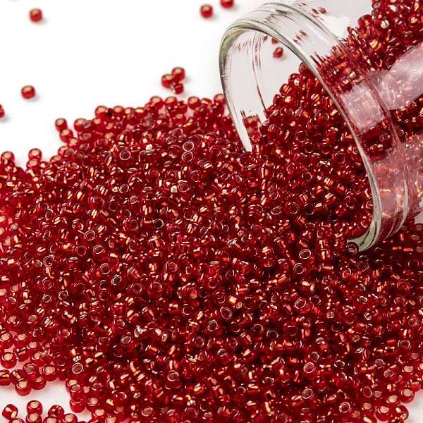 PandaHall TOHO Round Seed Beads, Japanese Seed Beads, (25B) Silver Lined Siam Ruby, 15/0, 1.5mm, Hole: 0.7mm, about 3000pcs/10g Glass Red
PandaHall TOHO Round Seed Beads, Japanese Seed Beads, (25B) Silver Lined Siam Ruby, 15/0, 1.5mm, Hole: 0.7mm, about 3000pcs/10g Glass Red
