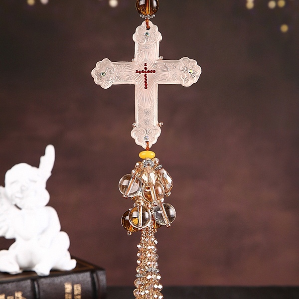 PandaHall Cross with Tassel Glass Pendant Decorations, for Interior Car Mirror Hanging Decorations, Pink, 320mm Glass Pink
PandaHall Cross with Tassel Glass Pendant Decorations, for Interior Car Mirror Hanging Decorations, Pink, 320mm Glass Pink