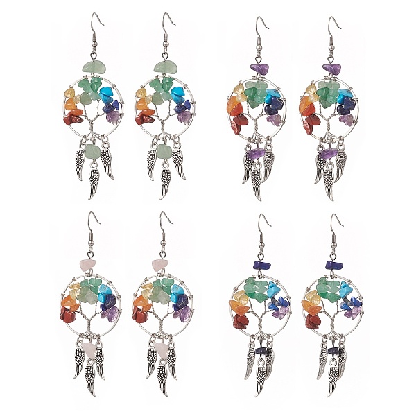 PandaHall Natural & Synthetic Mixed Gemstone Chips Tree of Life with Alloy Feather Chandelier Earrings, 304 Stainless Steel Jewelry for..., Multicolor
PandaHall Natural & Synthetic Mixed Gemstone Chips Tree of Life with Alloy Feather Chandelier Earrings, 304 Stainless Steel Jewelry for..., Multicolor