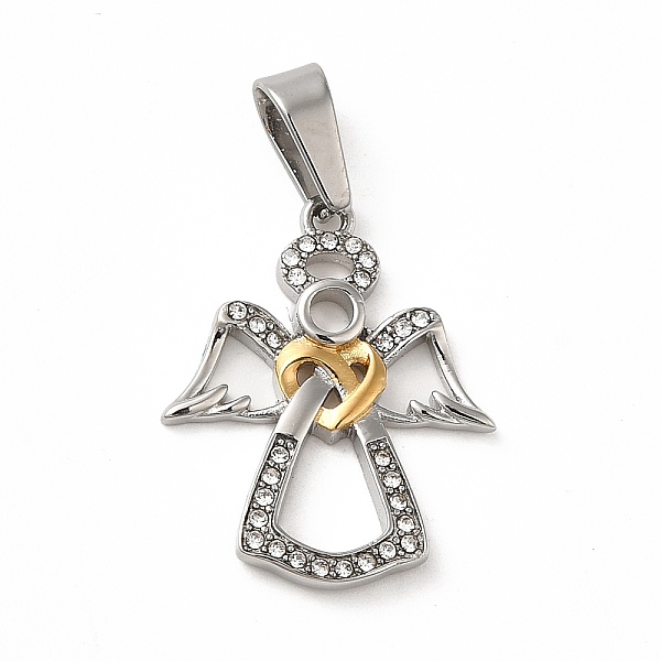 PandaHall Ion Plating(IP) 304 Stainless Steel Pendants, with Rhinestone, Angel Charm, Golden & Stainless Steel Color, 22.5x18x2mm, Hole..., Clear
PandaHall Ion Plating(IP) 304 Stainless Steel Pendants, with Rhinestone, Angel Charm, Golden & Stainless Steel Color, 22.5x18x2mm, Hole..., Clear