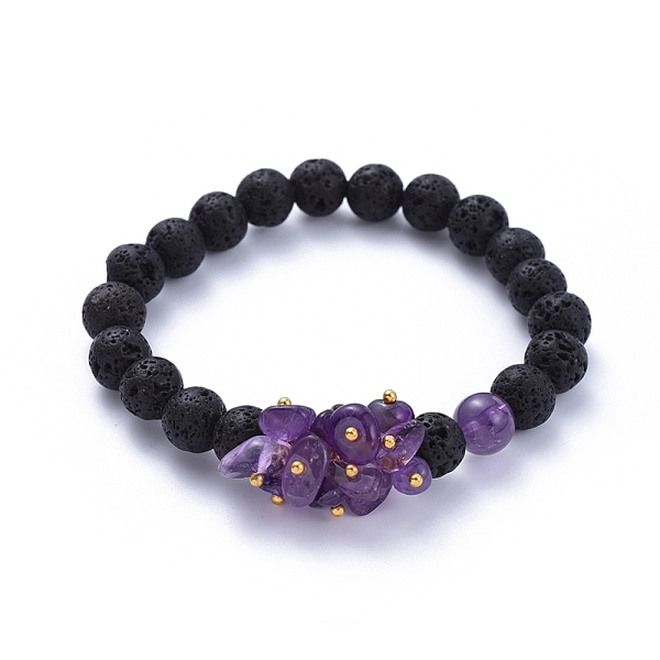 PandaHall Natural Lava Rock Round Beads Stretch Bracelets, with Natural Amethyst Chips and Brass Beads, Golden, Inner Diameter: 2 inch(5cm)...
PandaHall Natural Lava Rock Round Beads Stretch Bracelets, with Natural Amethyst Chips and Brass Beads, Golden, Inner Diameter: 2 inch(5cm)...