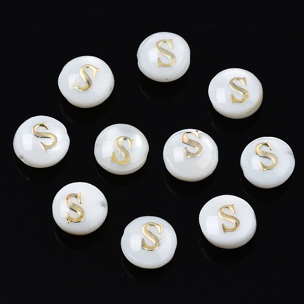 PandaHall Natural Freshwater Shell Beads, with Golden Plated Brass Etched Metal Embellishments, Flat Round with Letter, Seashell Color...
PandaHall Natural Freshwater Shell Beads, with Golden Plated Brass Etched Metal Embellishments, Flat Round with Letter, Seashell Color...
