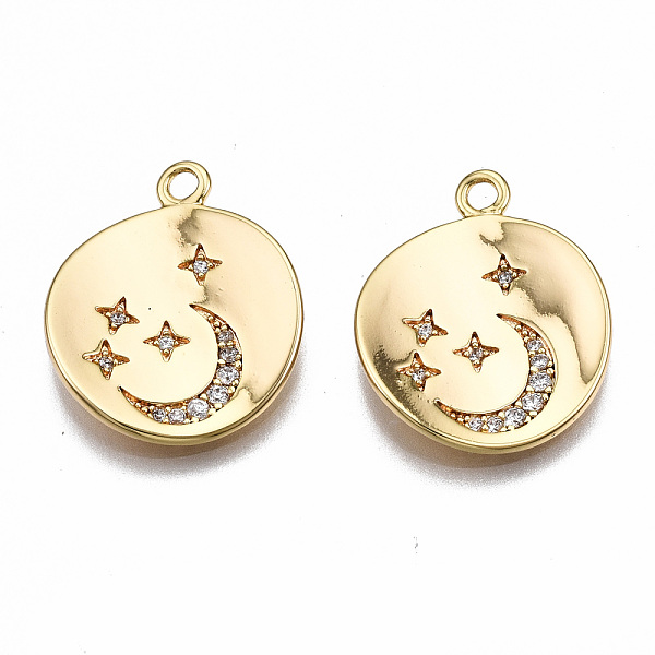 PandaHall Brass Micro Pave Clear Cubic Zirconia Pendants, Nickel Free, Flat Round with Star & Moon, Real 18K Gold Plated, 21x17x3mm, Hole...
PandaHall Brass Micro Pave Clear Cubic Zirconia Pendants, Nickel Free, Flat Round with Star & Moon, Real 18K Gold Plated, 21x17x3mm, Hole...