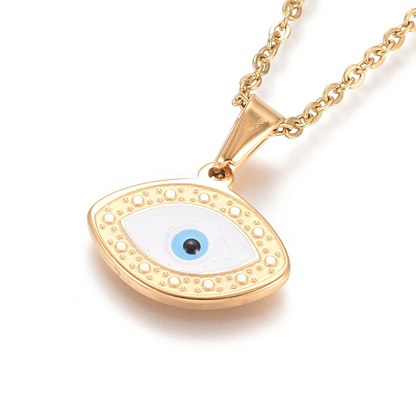 PandaHall 304 Stainless Steel Enamel Pendant Necklaces, with Cable Chains and Lobster Claw Clasps, Horse Eye, Evil Eye, Golden, 17.6 inch..., White
PandaHall 304 Stainless Steel Enamel Pendant Necklaces, with Cable Chains and Lobster Claw Clasps, Horse Eye, Evil Eye, Golden, 17.6 inch..., White