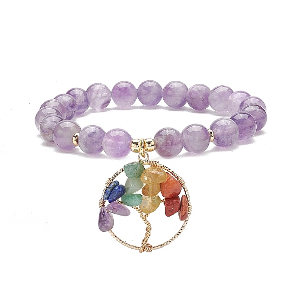 PandaHall Natural Amethyst Stretch Bracelet, Yoga Chakra Mixed Gemstone Chips Tree of Life Charms Bracelet for Women, Inner Diameter: 2 inch...
PandaHall Natural Amethyst Stretch Bracelet, Yoga Chakra Mixed Gemstone Chips Tree of Life Charms Bracelet for Women, Inner Diameter: 2 inch...