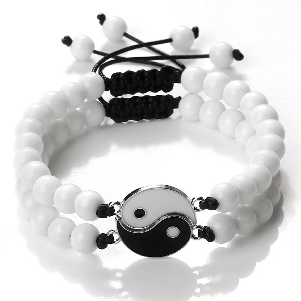 PandaHall Black and White Yin Yang Natural White Jade Braided Bracelets, Valentine's Day Adjustable Bracelets for Women Men White Jade...
PandaHall Black and White Yin Yang Natural White Jade Braided Bracelets, Valentine's Day Adjustable Bracelets for Women Men White Jade...