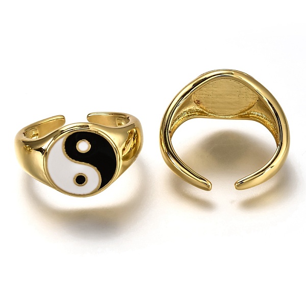 PandaHall Brass Enamel Cuff Rings, Open Rings, Long-Lasting Plated, Flat Round with Gossip/Yin Yang, Real 18K Gold Plated, Black, US Size 6...
PandaHall Brass Enamel Cuff Rings, Open Rings, Long-Lasting Plated, Flat Round with Gossip/Yin Yang, Real 18K Gold Plated, Black, US Size 6...