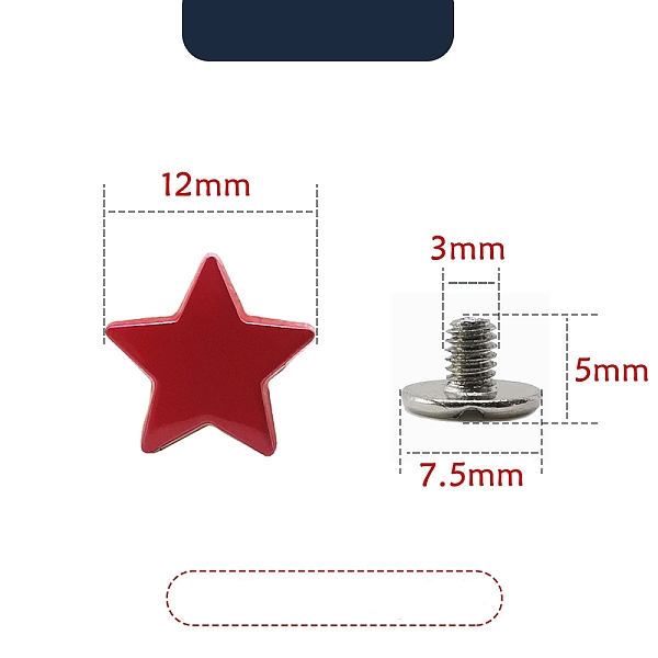 PandaHall Alloy Star Screw Rivets, for Clothes Bag Shoes Leather Craft, FireBrick, 12mm Alloy Star Red
PandaHall Alloy Star Screw Rivets, for Clothes Bag Shoes Leather Craft, FireBrick, 12mm Alloy Star Red