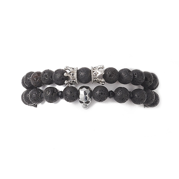 PandaHall 2Pcs 2 Style Natural Lava Rock & Brass Beaded Stretch Bracelets Set, Cubic Zirconia Crown & Skull Stackable Bracelets for Women...
PandaHall 2Pcs 2 Style Natural Lava Rock & Brass Beaded Stretch Bracelets Set, Cubic Zirconia Crown & Skull Stackable Bracelets for Women...