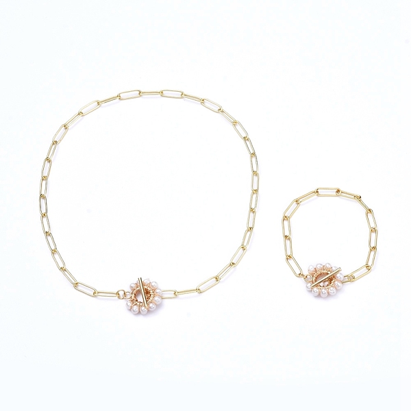 PandaHall Brass Paperclip Chains Necklace & Bracelet Jewelry Sets, with Natural Freshwater Pearl, Copper Wire and 304 Stainless Steel Toggle...
PandaHall Brass Paperclip Chains Necklace & Bracelet Jewelry Sets, with Natural Freshwater Pearl, Copper Wire and 304 Stainless Steel Toggle...