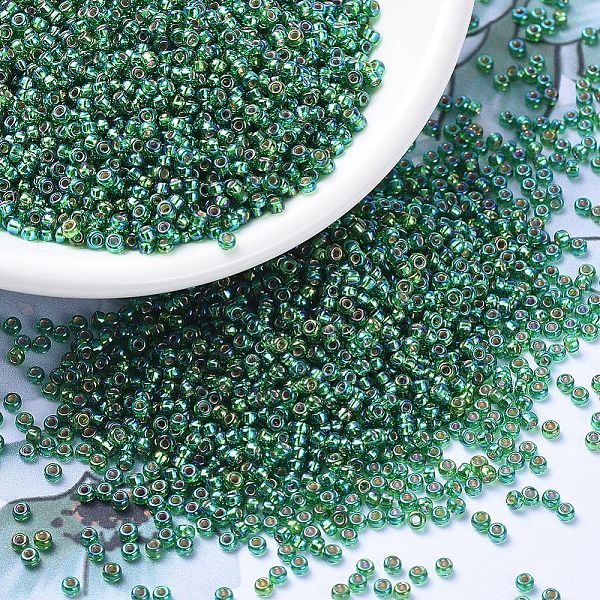 PandaHall MIYUKI Round Rocailles Beads, Japanese Seed Beads, 11/0, (RR1016) Silverlined Green AB, 2x1.3mm, Hole: 0.8mm, about 1111pcs/10g...
PandaHall MIYUKI Round Rocailles Beads, Japanese Seed Beads, 11/0, (RR1016) Silverlined Green AB, 2x1.3mm, Hole: 0.8mm, about 1111pcs/10g...