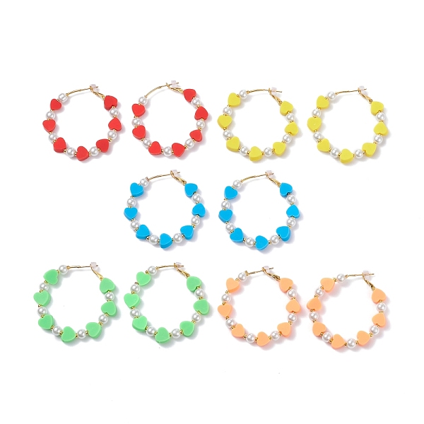 PandaHall Heart & Glass Pearl Beaded Big Huggie Hoop Earrings, Brass Big Ring Earrings for Women, Mixed Color, 53x50x6mm, Pin: 0.8mm Polymer..., Multicolor
PandaHall Heart & Glass Pearl Beaded Big Huggie Hoop Earrings, Brass Big Ring Earrings for Women, Mixed Color, 53x50x6mm, Pin: 0.8mm Polymer..., Multicolor