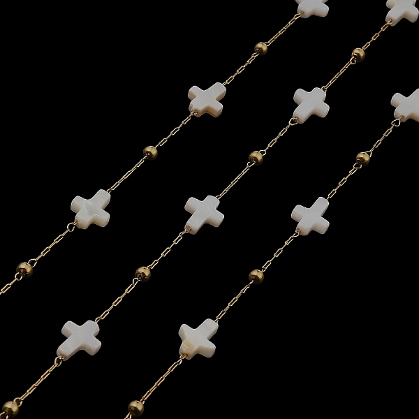 PandaHall Cross Natural Shell Link Chains, with 304 Stainless Steel Satellite Chains, Soldered, with Spool, Golden, Cross 10x7.5x3mm, about...
PandaHall Cross Natural Shell Link Chains, with 304 Stainless Steel Satellite Chains, Soldered, with Spool, Golden, Cross 10x7.5x3mm, about...