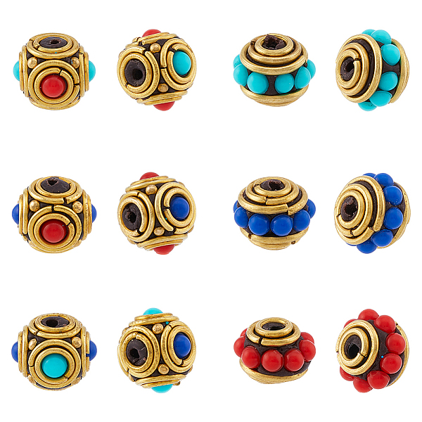 PandaHall SUPERFINDINGS 12Pcs 6 Style Handmade Indonesia Beads, with Brass Findings & Half Round Resin Beads, Rondelle & Round, Mixed Color..., Multicolor
PandaHall SUPERFINDINGS 12Pcs 6 Style Handmade Indonesia Beads, with Brass Findings & Half Round Resin Beads, Rondelle & Round, Mixed Color..., Multicolor