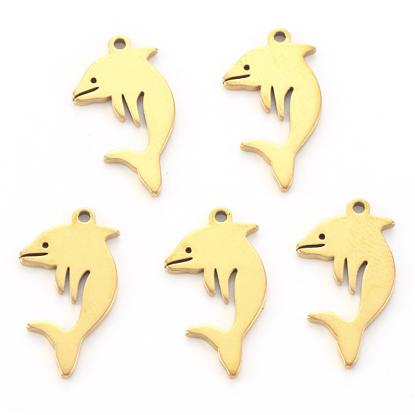 PandaHall Vacuum Plating 304 Stainless Steel Pendants, Laser Cut, Dolphin, Golden, 18x10x1mm, Hole: 1.2mm 304 Stainless Steel Dolphin
PandaHall Vacuum Plating 304 Stainless Steel Pendants, Laser Cut, Dolphin, Golden, 18x10x1mm, Hole: 1.2mm 304 Stainless Steel Dolphin