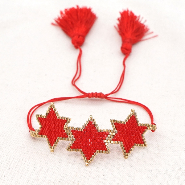 PandaHall Friendship Star Loom Pattern Seed Beads Bracelets for Women, Adjustable Tassel Nylon Cord Braided Bead Bracelets, Red, 11 inch...
PandaHall Friendship Star Loom Pattern Seed Beads Bracelets for Women, Adjustable Tassel Nylon Cord Braided Bead Bracelets, Red, 11 inch...
