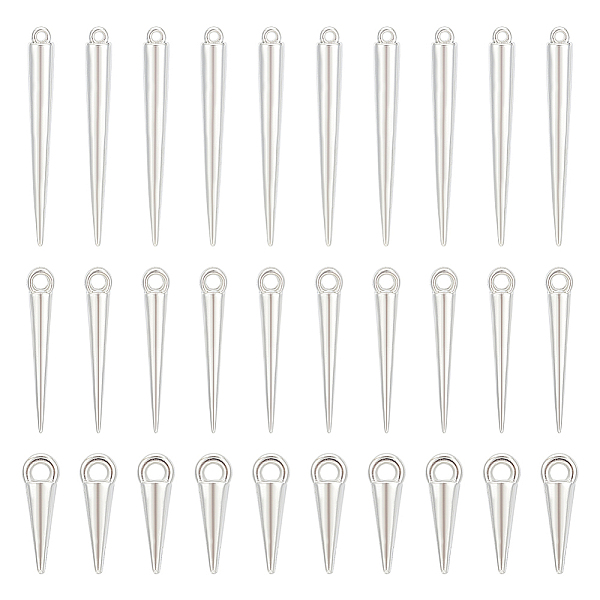 PandaHall Unicraftale 240Pcs 3 Styles CCB Plastic Pendants, Spike/Cone, Platinum, 13~51x4~6x3.3~6mm, Hole: 1.6~2mm, 80pcs/style Plastic Cone
PandaHall Unicraftale 240Pcs 3 Styles CCB Plastic Pendants, Spike/Cone, Platinum, 13~51x4~6x3.3~6mm, Hole: 1.6~2mm, 80pcs/style Plastic Cone