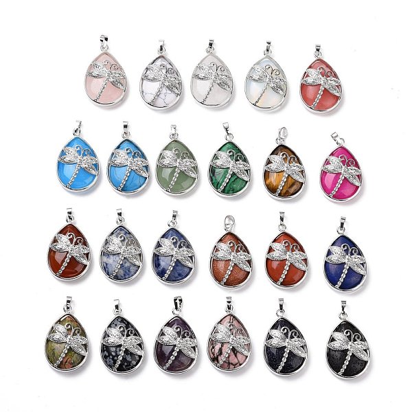 PandaHall Natural & Synthetic Gemstone Pendants, with Platinum Tone Brass Findings, Lead Free & Cadmium Free, Teardrop with Dragonfly Charms...
PandaHall Natural & Synthetic Gemstone Pendants, with Platinum Tone Brass Findings, Lead Free & Cadmium Free, Teardrop with Dragonfly Charms...
