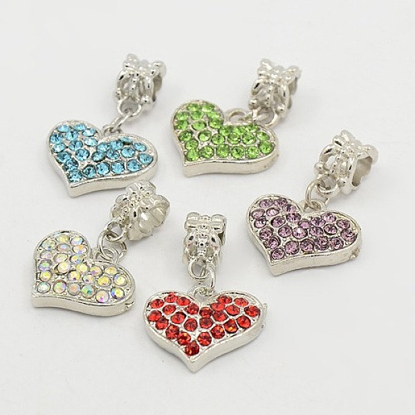 PandaHall Unique Valentines Day Ideas European Heart Dangle Charms, with Platinum Alloy Rhinestone Findings, Mixed Color, 15.5x18x4mm, Hole...
PandaHall Unique Valentines Day Ideas European Heart Dangle Charms, with Platinum Alloy Rhinestone Findings, Mixed Color, 15.5x18x4mm, Hole...