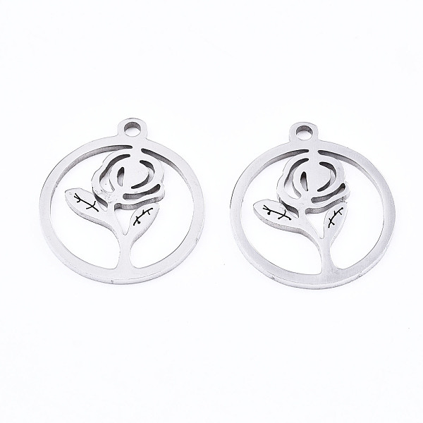 PandaHall Valentine's Day 201 Stainless Steel Pendants, Laser Cut, Hollow, Ring with Rose, Stainless Steel Color, 17x15x1mm, Hole: 1.4mm 201...
PandaHall Valentine's Day 201 Stainless Steel Pendants, Laser Cut, Hollow, Ring with Rose, Stainless Steel Color, 17x15x1mm, Hole: 1.4mm 201...