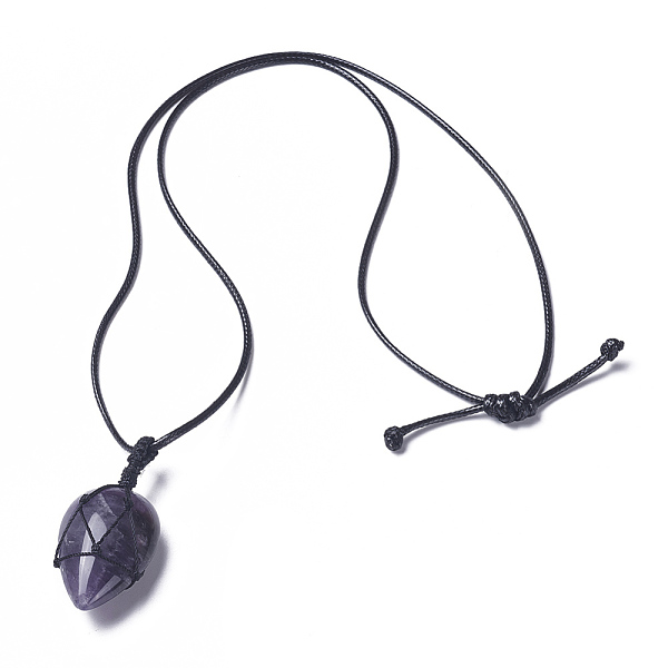 PandaHall Natural Amethyst Beaded Pendant Necklaces, Adjustable, with Waxed Cord, teardrop, 18.1~29.9 inch(46~76cm), 2mm Amethyst
PandaHall Natural Amethyst Beaded Pendant Necklaces, Adjustable, with Waxed Cord, teardrop, 18.1~29.9 inch(46~76cm), 2mm Amethyst