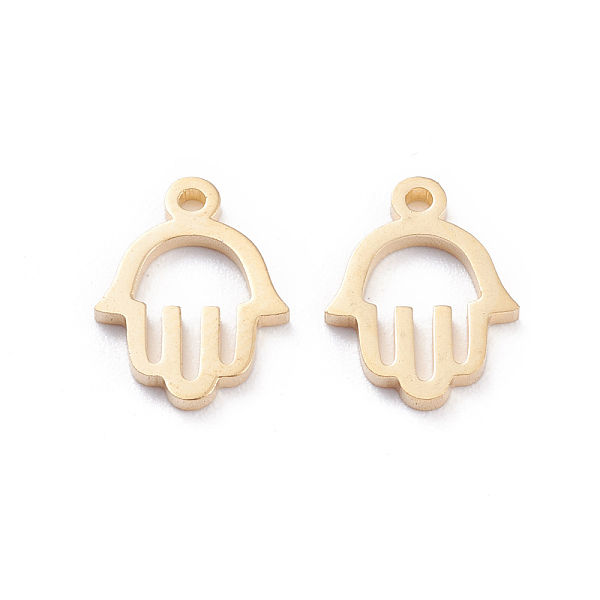 PandaHall 304 Stainless Steel Charms, Laser Cut, Hamsa Hand/Hand of Miriam, Real 18K Gold Plated, 12x9x1mm, Hole: 1.2mm 304 Stainless Steel...
PandaHall 304 Stainless Steel Charms, Laser Cut, Hamsa Hand/Hand of Miriam, Real 18K Gold Plated, 12x9x1mm, Hole: 1.2mm 304 Stainless Steel...