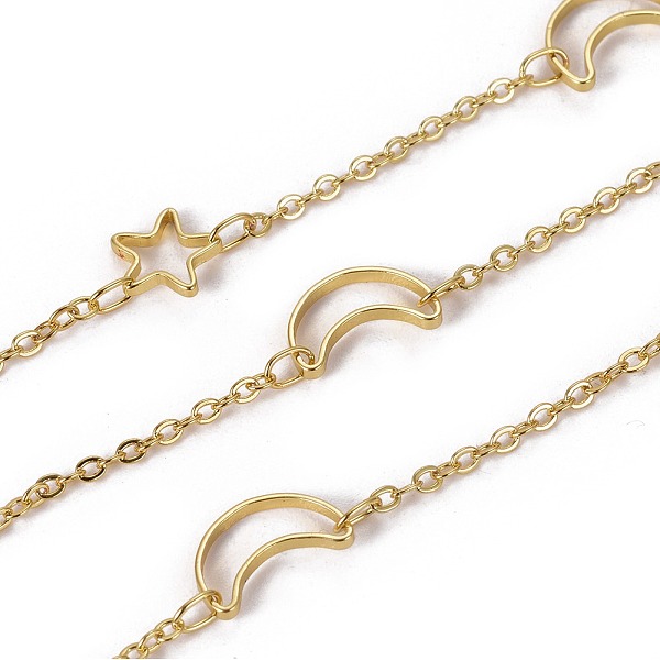 PandaHall Handmade Brass Link Chains, Cable Chains, Soldered, with Spool, Star & Moon, Golden, Link: 2x1.9x0.3mm, about 32.8 Feet(10m)/roll...
PandaHall Handmade Brass Link Chains, Cable Chains, Soldered, with Spool, Star & Moon, Golden, Link: 2x1.9x0.3mm, about 32.8 Feet(10m)/roll...