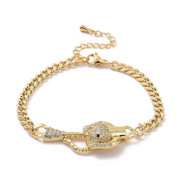 PandaHall Cubic Zirconia Leopard Link Bracelet Brass Curb Chains for Women, Real 18K Gold Plated, 7-1/4 inch(18.3cm), Leopard: 23x16x3.5mm..., Clear
PandaHall Cubic Zirconia Leopard Link Bracelet Brass Curb Chains for Women, Real 18K Gold Plated, 7-1/4 inch(18.3cm), Leopard: 23x16x3.5mm..., Clear