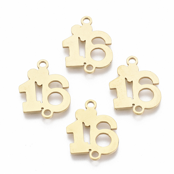 PandaHall 201 Stainless Steel Links connectors, Laser Cut, Number 16, Golden, 17.5x13.5x1mm, Hole: 1.6mm 201 Stainless Steel Number
PandaHall 201 Stainless Steel Links connectors, Laser Cut, Number 16, Golden, 17.5x13.5x1mm, Hole: 1.6mm 201 Stainless Steel Number