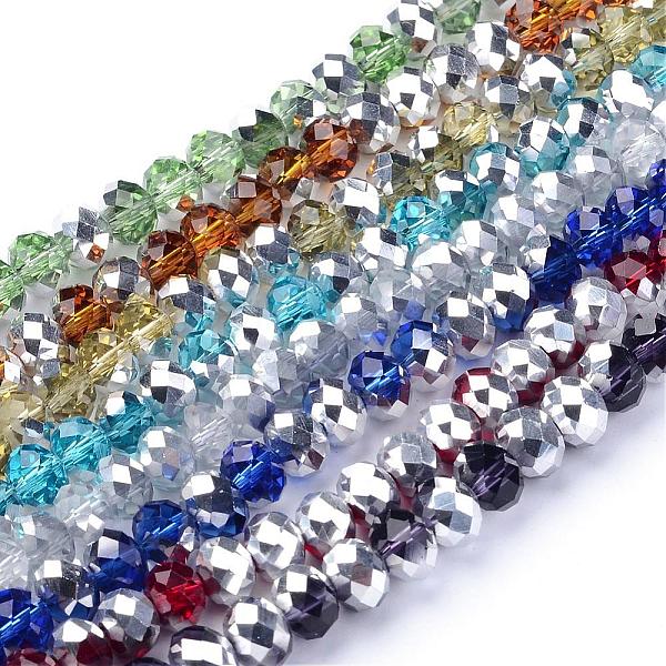 PandaHall Electroplate Glass Bead Strands, Half Silver Plated, Faceted, Rondelle, Mixed Color, 8x6mm, Hole: 1mm, about 68~70pcs/strand, 17.3..., Multicolor
PandaHall Electroplate Glass Bead Strands, Half Silver Plated, Faceted, Rondelle, Mixed Color, 8x6mm, Hole: 1mm, about 68~70pcs/strand, 17.3..., Multicolor