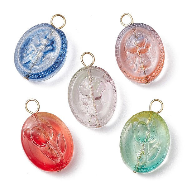 PandaHall Transparent Glass Pendant, with 304 Stainless Steel Loops, Oval with Flower Charms, Mixed Color, 23x15x8mm, Hole: 3mm Stainless..., Multicolor
PandaHall Transparent Glass Pendant, with 304 Stainless Steel Loops, Oval with Flower Charms, Mixed Color, 23x15x8mm, Hole: 3mm Stainless..., Multicolor