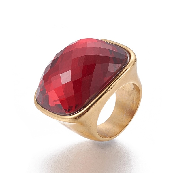 PandaHall Ion Plating(IP) 304 Stainless Steel Finger Rings, with Faceted Glass, Red, Size 6~9, 16~19mm Stainless Steel+Glass Red
PandaHall Ion Plating(IP) 304 Stainless Steel Finger Rings, with Faceted Glass, Red, Size 6~9, 16~19mm Stainless Steel+Glass Red
