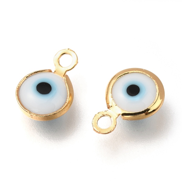 PandaHall Handmade Evil Eye Lampwork Charms, with Brass Findings, Flat Round, Blue, Real 18K Gold Plated, 10x6.5x3mm, Hole: 1.5mm..., White
PandaHall Handmade Evil Eye Lampwork Charms, with Brass Findings, Flat Round, Blue, Real 18K Gold Plated, 10x6.5x3mm, Hole: 1.5mm..., White