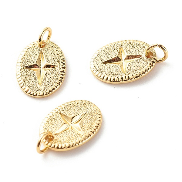 PandaHall Brass Pendants, with Jump Ring, Cadmium Free & Lead Free, Oval with Grooved Four Point Star, Real 18K Gold Plated, 14.5x11x1.5mm...
PandaHall Brass Pendants, with Jump Ring, Cadmium Free & Lead Free, Oval with Grooved Four Point Star, Real 18K Gold Plated, 14.5x11x1.5mm...