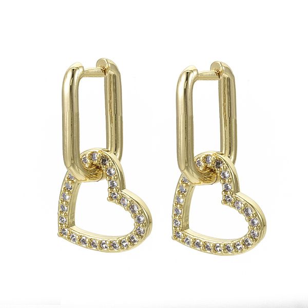 PandaHall Brass Micro Pave Clear Cubic Zirconia Dangle Huggie Hoop Earrings, Nickel Free, Heart, Real 16K Gold Plated, 29mm, Pin: 1mm Brass...
PandaHall Brass Micro Pave Clear Cubic Zirconia Dangle Huggie Hoop Earrings, Nickel Free, Heart, Real 16K Gold Plated, 29mm, Pin: 1mm Brass...