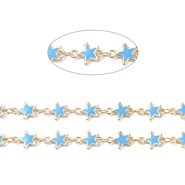 PandaHall Handmade Alloy Enamel Star Link Chains, with Spool, Soldered, Long-Lasting Plated, Lead Free & Cadmium Free, Golden, Deep Sky Blue...
PandaHall Handmade Alloy Enamel Star Link Chains, with Spool, Soldered, Long-Lasting Plated, Lead Free & Cadmium Free, Golden, Deep Sky Blue...