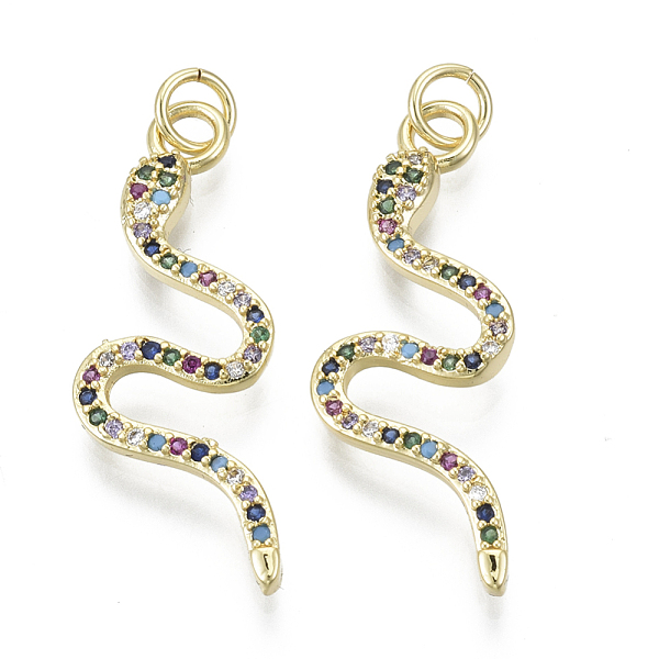 PandaHall Brass Micro Pave Cubic Zirconia Pendants, with Jump Ring, Nickel Free, Snake, Real 16K Gold Plated, Colorful, 31~32x12x3mm, Hole...
PandaHall Brass Micro Pave Cubic Zirconia Pendants, with Jump Ring, Nickel Free, Snake, Real 16K Gold Plated, Colorful, 31~32x12x3mm, Hole...
