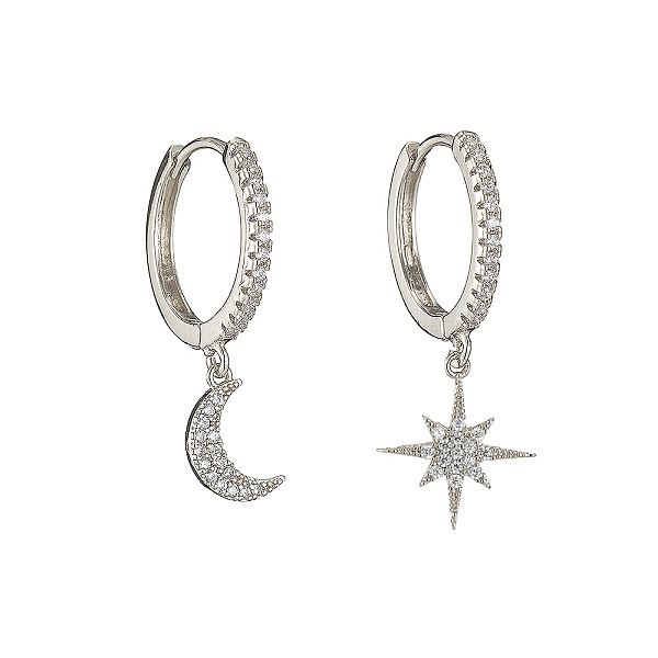 PandaHall Clear Cubic Zirconia Star & Moon Asymmetrical Earrings, Brass Dangle Hoop Earrings for Women, Platinum, 29~33x17.5x2mm Cubic...
PandaHall Clear Cubic Zirconia Star & Moon Asymmetrical Earrings, Brass Dangle Hoop Earrings for Women, Platinum, 29~33x17.5x2mm Cubic...