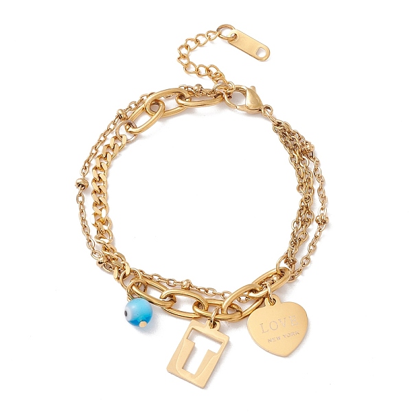 PandaHall Vacuum Plating 304 Stainless Steel Chain Multi-strand Bracelet, Heart with Love New York & Rectangle & Round Evil Eye Charm...
PandaHall Vacuum Plating 304 Stainless Steel Chain Multi-strand Bracelet, Heart with Love New York & Rectangle & Round Evil Eye Charm...