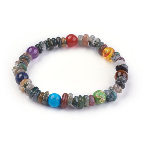 PandaHall Chakra Jewelry Stretch Bracelets, with Natural Indian Agate and Natural & Synthetic Mixed Gemstone Beads, 55mm Indian Agate
PandaHall Chakra Jewelry Stretch Bracelets, with Natural Indian Agate and Natural & Synthetic Mixed Gemstone Beads, 55mm Indian Agate