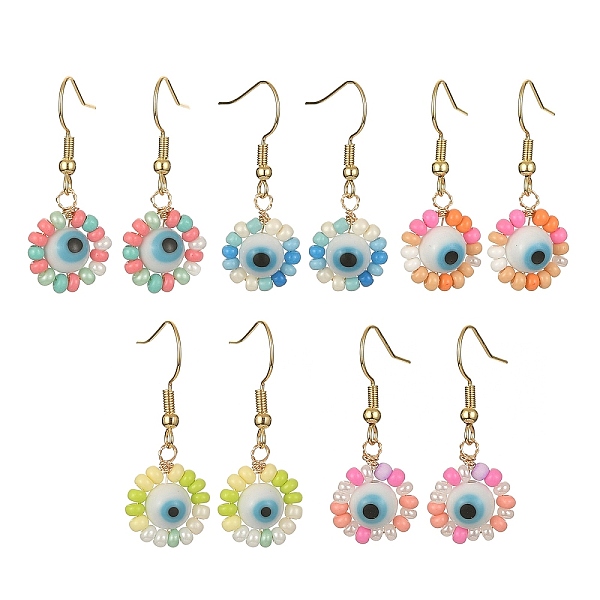 PandaHall Glass Seed & Lampwork Evil Eye Dangle Earring, 304 Stainless Steel Wire Wrap Earrings, Mixed Color, 35mm Lampwork Multicolor
PandaHall Glass Seed & Lampwork Evil Eye Dangle Earring, 304 Stainless Steel Wire Wrap Earrings, Mixed Color, 35mm Lampwork Multicolor