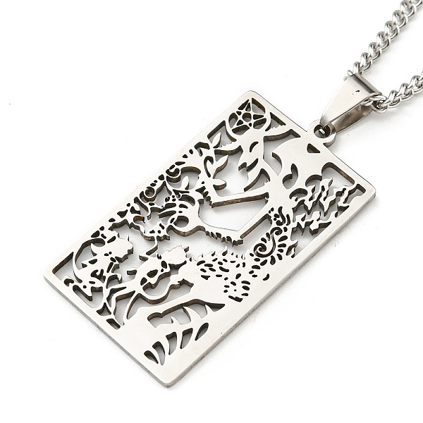 PandaHall 304 Stainless Steel Pendant Necklaces, with Curb Chain, Rectangle with Tarot, Stainless Steel Color, 23.35~23.50 inch(59.3~59.7cm)...
PandaHall 304 Stainless Steel Pendant Necklaces, with Curb Chain, Rectangle with Tarot, Stainless Steel Color, 23.35~23.50 inch(59.3~59.7cm)...