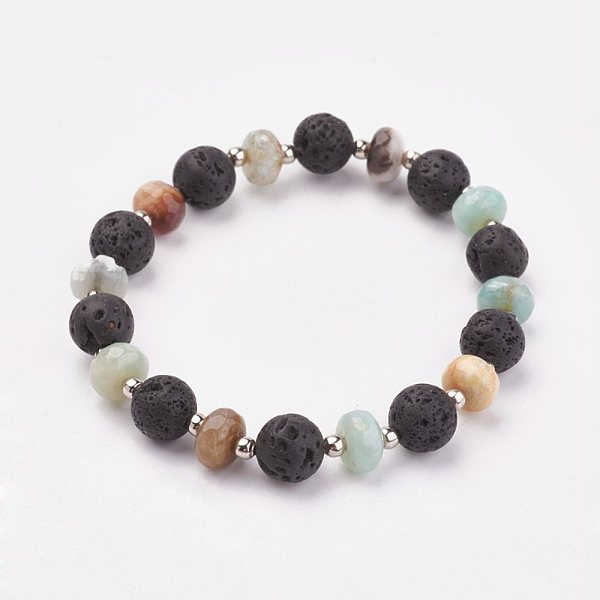 PandaHall Natural Flower Amazonite & Lava Rock Stretch Bracelets, with Iron Beads, 2 inch(4.9cm) Amazonite
PandaHall Natural Flower Amazonite & Lava Rock Stretch Bracelets, with Iron Beads, 2 inch(4.9cm) Amazonite