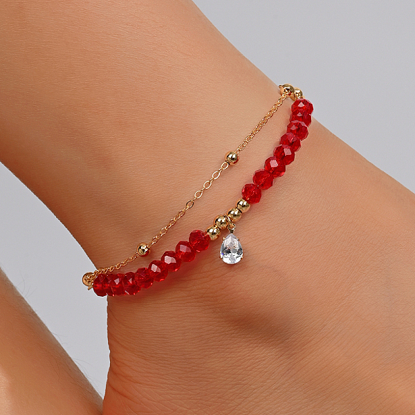 PandaHall Fashionable Double Layered Adjustable Beach Anklet with Colorful Zircon Stones Brass
PandaHall Fashionable Double Layered Adjustable Beach Anklet with Colorful Zircon Stones Brass