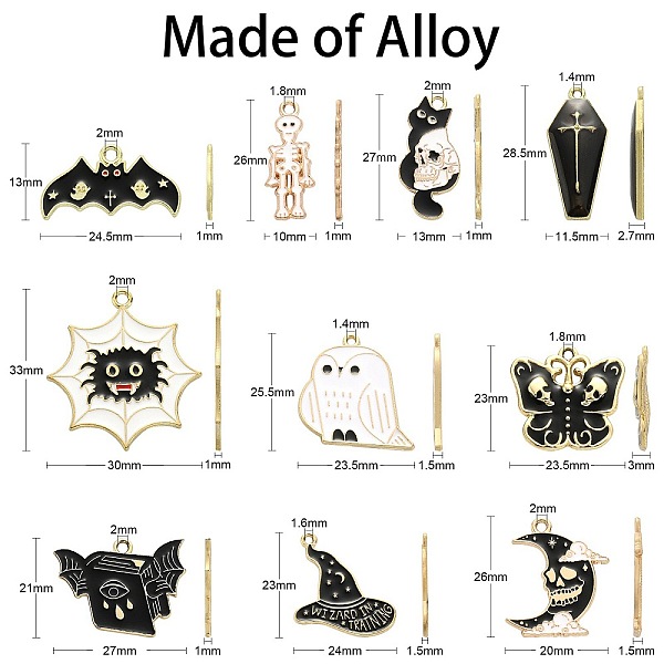 PandaHall 20Pcs 10 Styles Alloy Enamel Pendants, Book with Bat & Cat with Skull & Skeleton, for Halloween, Light Gold, Black...
PandaHall 20Pcs 10 Styles Alloy Enamel Pendants, Book with Bat & Cat with Skull & Skeleton, for Halloween, Light Gold, Black...