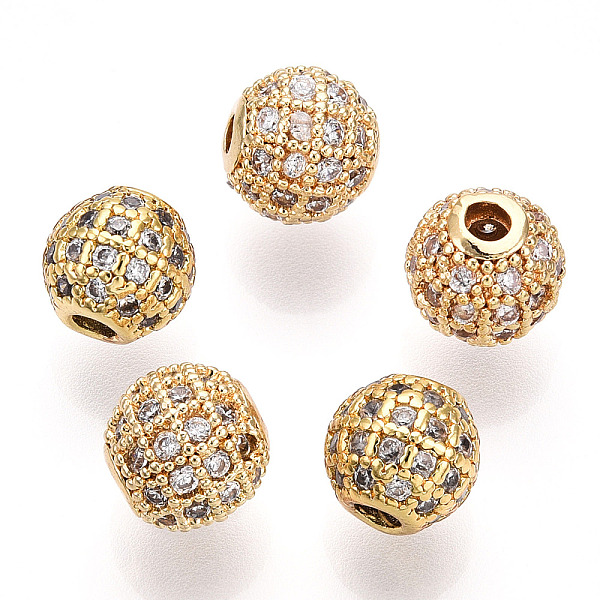 PandaHall Rack Plating Brass Cubic Zirconia Beads, Long-Lasting Plated, Round, Golden, 8x7mm, Hole: 2mm Brass+Cubic Zirconia Round
PandaHall Rack Plating Brass Cubic Zirconia Beads, Long-Lasting Plated, Round, Golden, 8x7mm, Hole: 2mm Brass+Cubic Zirconia Round