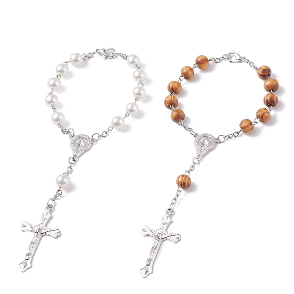 PandaHall 2Pcs 2 Style Religious Prayer Beaded Rosary Bracelets, Virgin Mary Crucifix Cross Long Alloy Charm Bracelets with Plastic Pearl..., Multicolor
PandaHall 2Pcs 2 Style Religious Prayer Beaded Rosary Bracelets, Virgin Mary Crucifix Cross Long Alloy Charm Bracelets with Plastic Pearl..., Multicolor