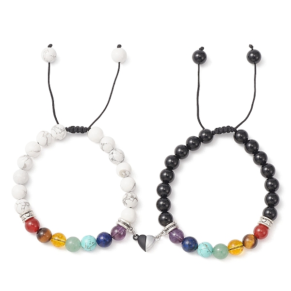 PandaHall 2Pcs 2 Style Natural & Synthetic Mixed Gemstone Braided Bead Bracelets Set, Alloy Magnetic Heart Couple Bracelets, Inner Diameter...
PandaHall 2Pcs 2 Style Natural & Synthetic Mixed Gemstone Braided Bead Bracelets Set, Alloy Magnetic Heart Couple Bracelets, Inner Diameter...