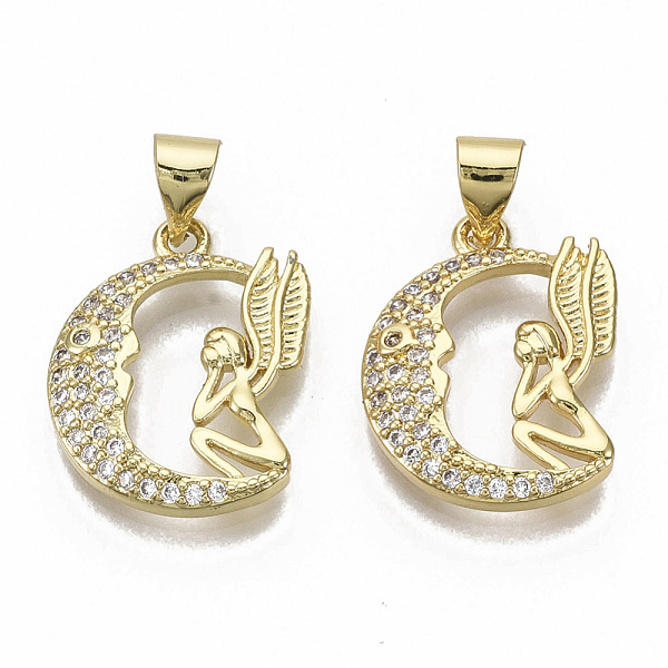 PandaHall Brass Micro Pave Cubic Zirconia Pendants, Nickel Free, Moon with Fairy, Clear, Real 16K Gold Plated, 17.5x13.5x3mm, Hole: 3x4mm...
PandaHall Brass Micro Pave Cubic Zirconia Pendants, Nickel Free, Moon with Fairy, Clear, Real 16K Gold Plated, 17.5x13.5x3mm, Hole: 3x4mm...